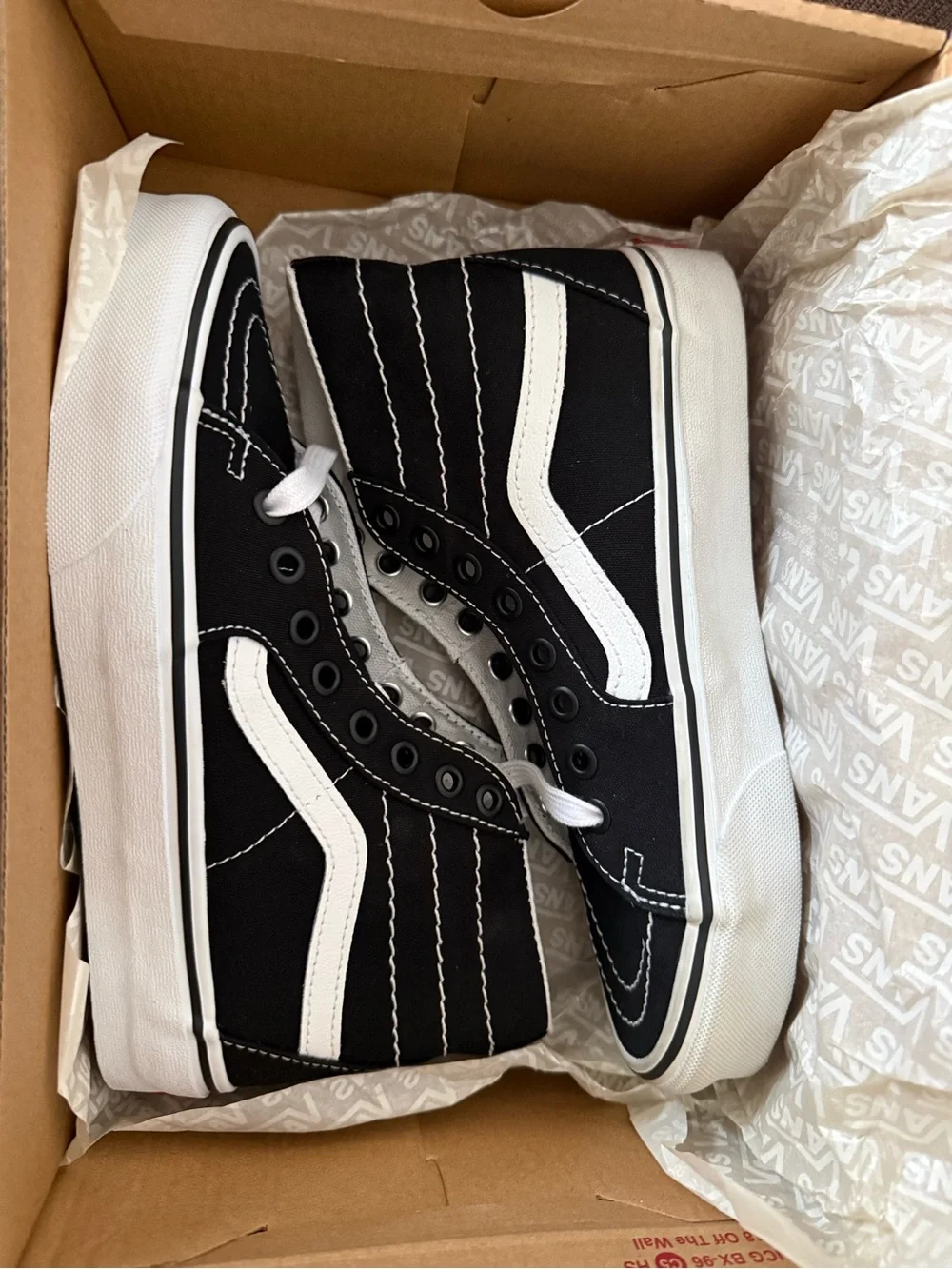 Vans SK8 Hi Black White Suede Canvas High Tapered Sneakers Men's 5.5 Womens 7